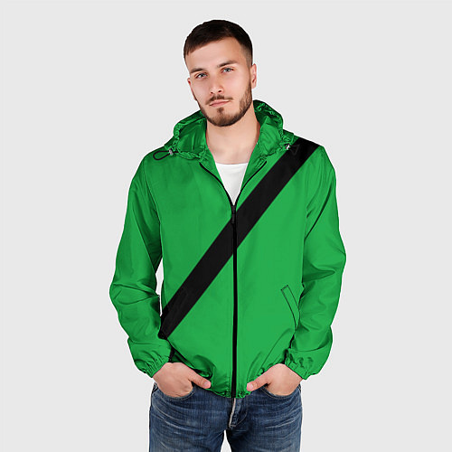 Мужская ветровка Ремень безопасности, зеленый / 3D-Черный – фото 3