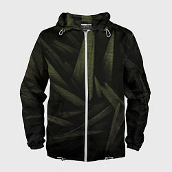 Ветровка с капюшоном мужская Абстракция - green triangles, цвет: 3D-белый