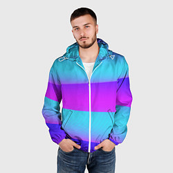 Ветровка с капюшоном мужская Неоновый прилив, цвет: 3D-белый — фото 2