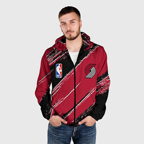 Мужская ветровка Трэйл Блэйзерс - цвета команды / 3D-Черный – фото 3