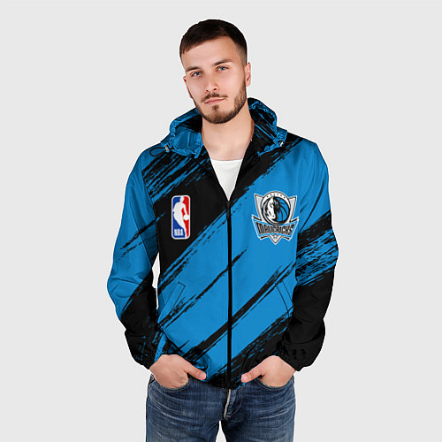 Мужская ветровка Даллас Маверикс - черно синий / 3D-Черный – фото 3