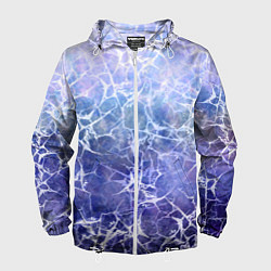 Ветровка с капюшоном мужская Абстракция - white web on blue background, цвет: 3D-белый