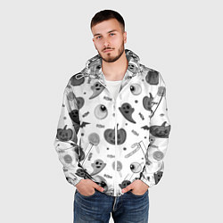 Ветровка с капюшоном мужская Halloween grey and white, цвет: 3D-белый — фото 2