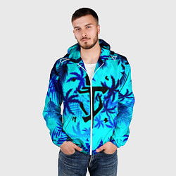 Ветровка с капюшоном мужская Doom неоновые тропики, цвет: 3D-белый — фото 2