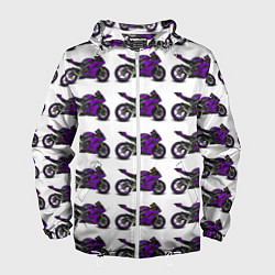 Ветровка с капюшоном мужская Motorcycle purple, цвет: 3D-белый