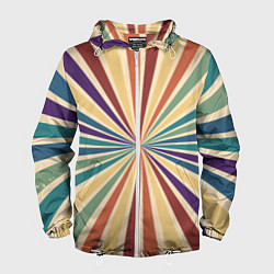 Ветровка с капюшоном мужская Ретро спираль, цвет: 3D-белый