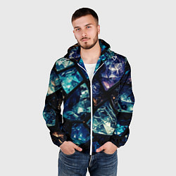 Ветровка с капюшоном мужская Текстура драгоценных камней, цвет: 3D-белый — фото 2