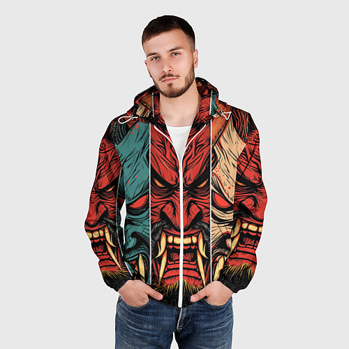 Мужская ветровка Demons Oni - neuroart / 3D-Белый – фото 3