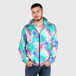 Ветровка с капюшоном мужская Palm blue light blue, цвет: 3D-черный — фото 2