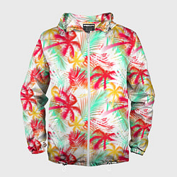 Ветровка с капюшоном мужская Palm red yellow, цвет: 3D-белый