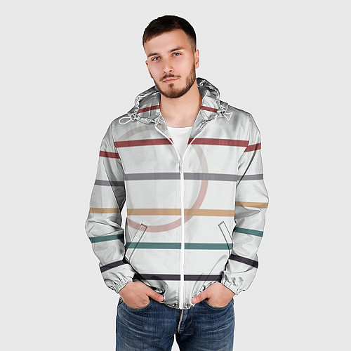 Мужская ветровка Stripes and circle / 3D-Белый – фото 3