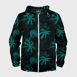 Ветровка с капюшоном мужская Palm light blue dark, цвет: 3D-белый