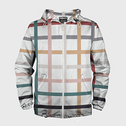 Ветровка с капюшоном мужская Плетенка пастельная, цвет: 3D-белый