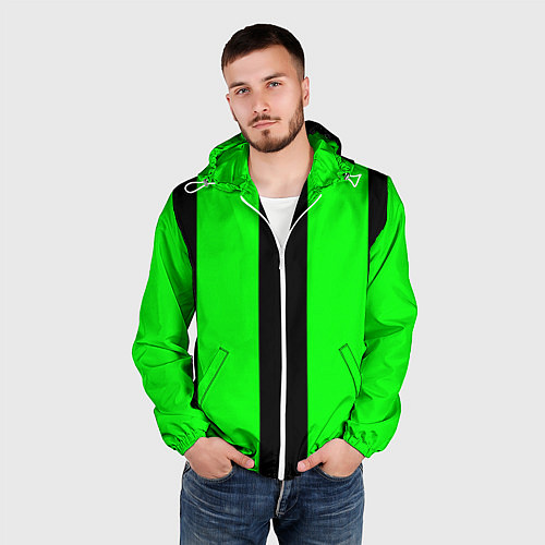 Мужская ветровка Color green black line / 3D-Белый – фото 3