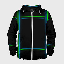 Ветровка с капюшоном мужская Neon green light blue, цвет: 3D-белый
