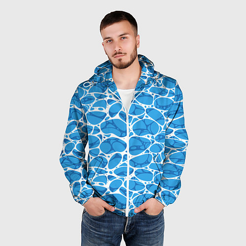 Мужская ветровка Волновая рябь на поверхности воды паттерн / 3D-Белый – фото 3
