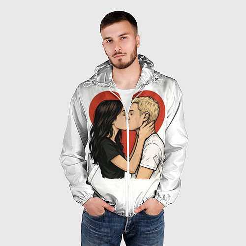 Мужская ветровка Влюбленные навсегда / 3D-Белый – фото 3