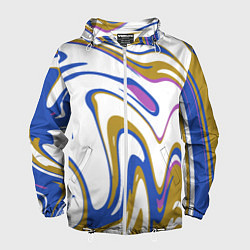 Ветровка с капюшоном мужская Цветные вихри, цвет: 3D-белый