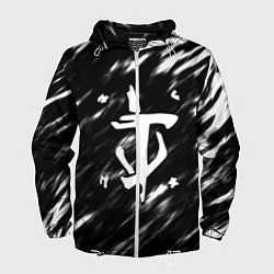 Ветровка с капюшоном мужская Doom штрихи красок, цвет: 3D-белый