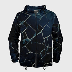 Ветровка с капюшоном мужская Тёмный чёрно-синий битые плиты, цвет: 3D-черный