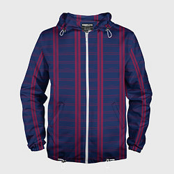 Ветровка с капюшоном мужская Color blue cage pink stripes, цвет: 3D-белый