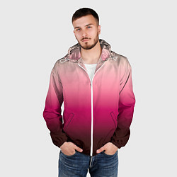 Ветровка с капюшоном мужская Градиент transcendent pink омбре, цвет: 3D-белый — фото 2