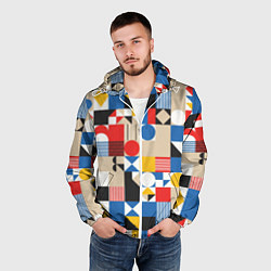 Ветровка с капюшоном мужская Геометрический балаган, цвет: 3D-белый — фото 2
