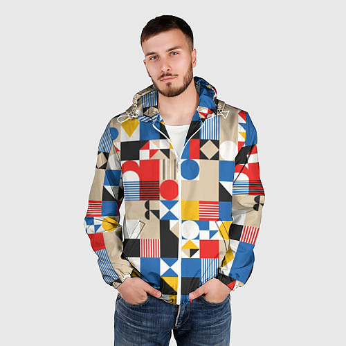 Мужская ветровка Геометрический балаган / 3D-Белый – фото 3
