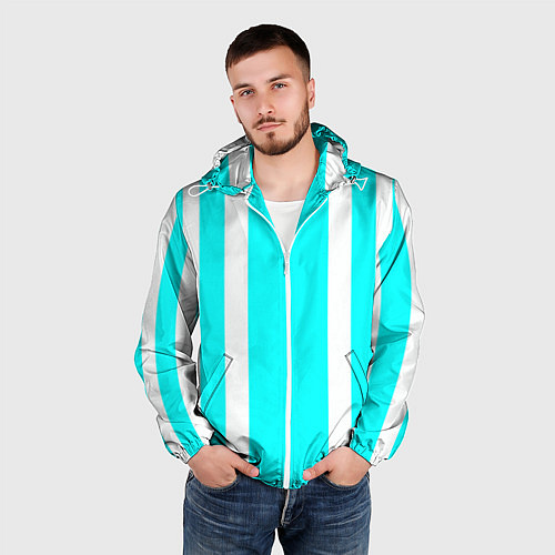 Мужская ветровка Color blue white stripes / 3D-Белый – фото 3