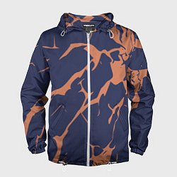 Ветровка с капюшоном мужская Разломы на синем, цвет: 3D-белый