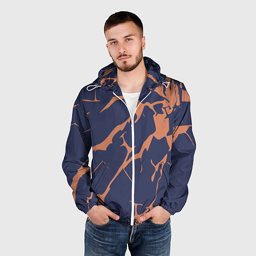 Мужская ветровка Разломы на синем / 3D-Белый – фото 3