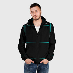 Ветровка с капюшоном мужская Color black blue stripes, цвет: 3D-черный — фото 2
