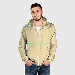 Ветровка с капюшоном мужская Color beige green stripes, цвет: 3D-белый — фото 2