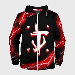 Ветровка с капюшоном мужская Doom красный шторм, цвет: 3D-белый