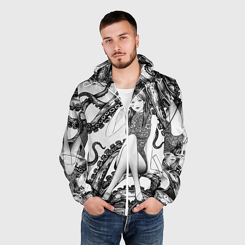 Мужская ветровка Junji Ito Death Stranding Tomie and octopus patter / 3D-Белый – фото 3