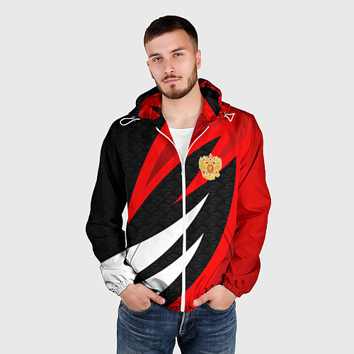 Мужская ветровка Россия - красный спорт / 3D-Белый – фото 3