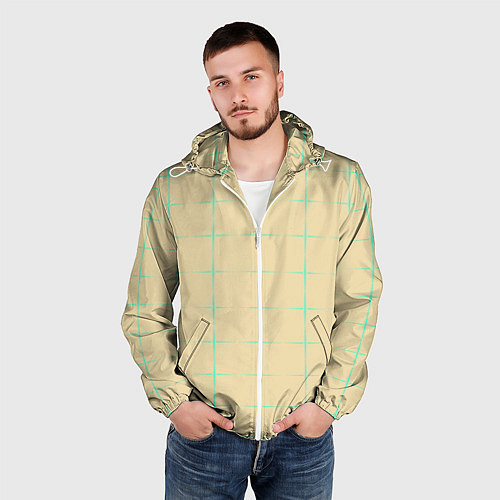Мужская ветровка Color beige green crosses / 3D-Белый – фото 3