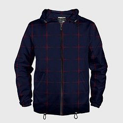 Ветровка с капюшоном мужская Color dark blue red crosses, цвет: 3D-черный