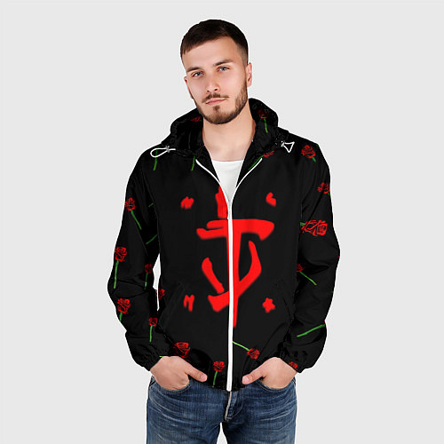 Мужская ветровка Doom rose pattern / 3D-Белый – фото 3