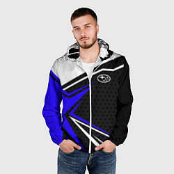 Ветровка с капюшоном мужская Субару - blue sport, цвет: 3D-белый — фото 2