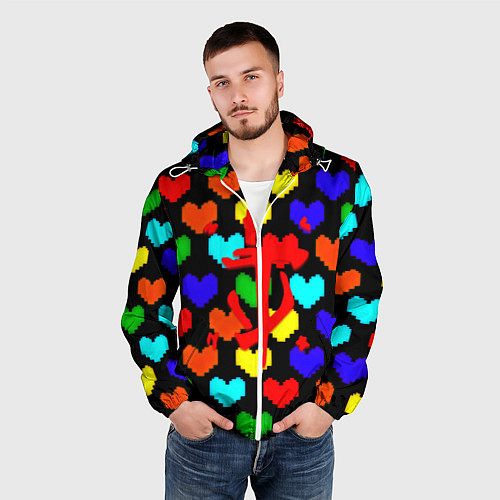 Мужская ветровка Doom love pixel pattern / 3D-Белый – фото 3