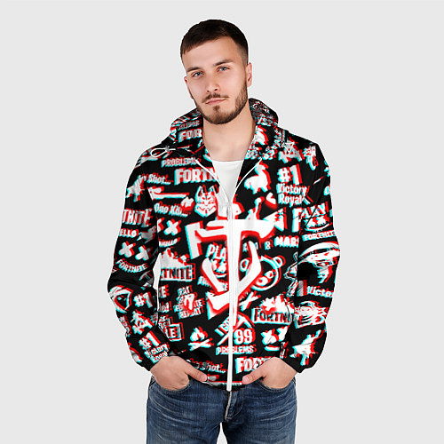 Мужская ветровка Doom x fortnite glitch / 3D-Белый – фото 3