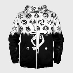 Ветровка с капюшоном мужская Doom черно белые аниме, цвет: 3D-белый