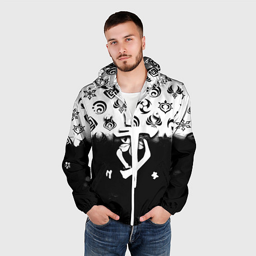 Мужская ветровка Doom черно белые аниме / 3D-Белый – фото 3