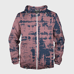 Ветровка с капюшоном мужская Текстура с потертостями сине-розовая, цвет: 3D-белый