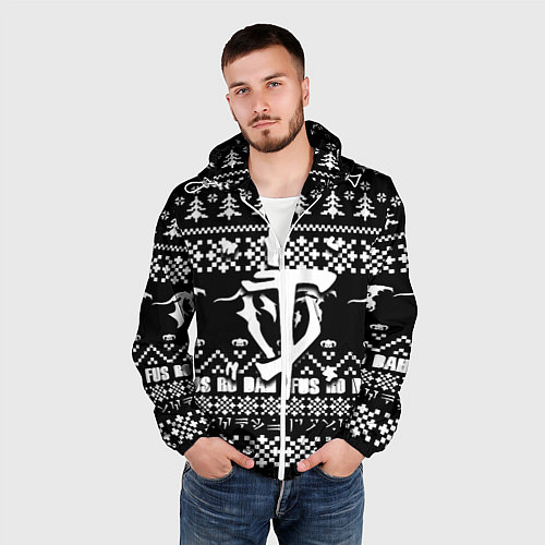 Мужская ветровка Doom x elders scrolls pattern / 3D-Белый – фото 3