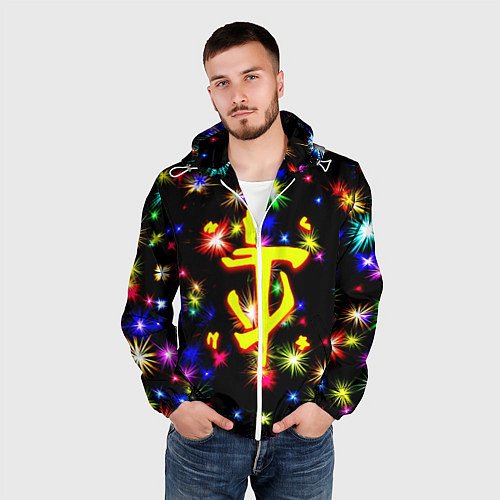 Мужская ветровка Doom новогодние искры / 3D-Белый – фото 3