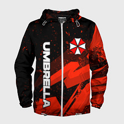 Ветровка с капюшоном мужская Umbrella corp - красный, цвет: 3D-белый