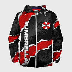 Ветровка с капюшоном мужская Umbrella corp - разрывы, цвет: 3D-белый