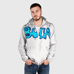 Ветровка с капюшоном мужская Вода мерч логотип надпись, цвет: 3D-белый — фото 2